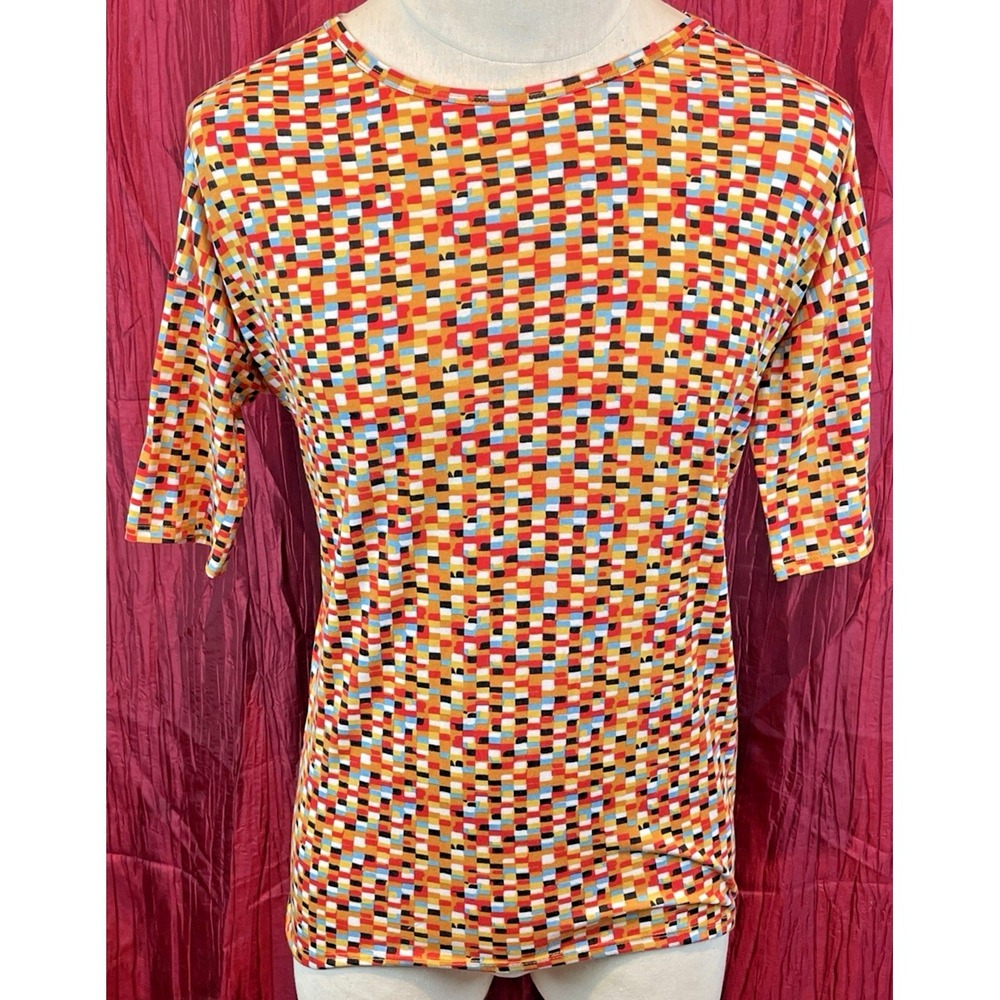 LulaRoe Classic Checkered Jersey SS Tunic T-Shirt sz XL